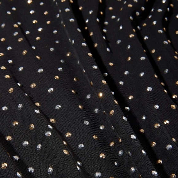 Boston Proper Metallic Bead Embellished Cowl-Neck Mesh Sheath Dress Black - Picture 2 of 10